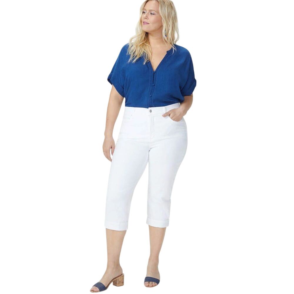 NYDJ Marilyn Straight Cropped Optic White Classic Jeans Size 18W